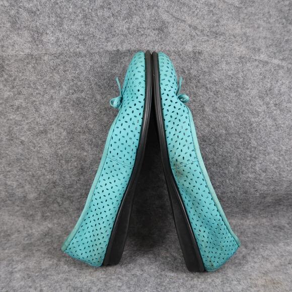 Aerosoles Shoes Womens 8.5 Slip On Flats Ballet Loafer Perforated Leather Blue - Picture 10 of 12